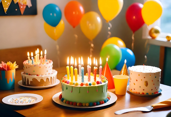 cake and balloons